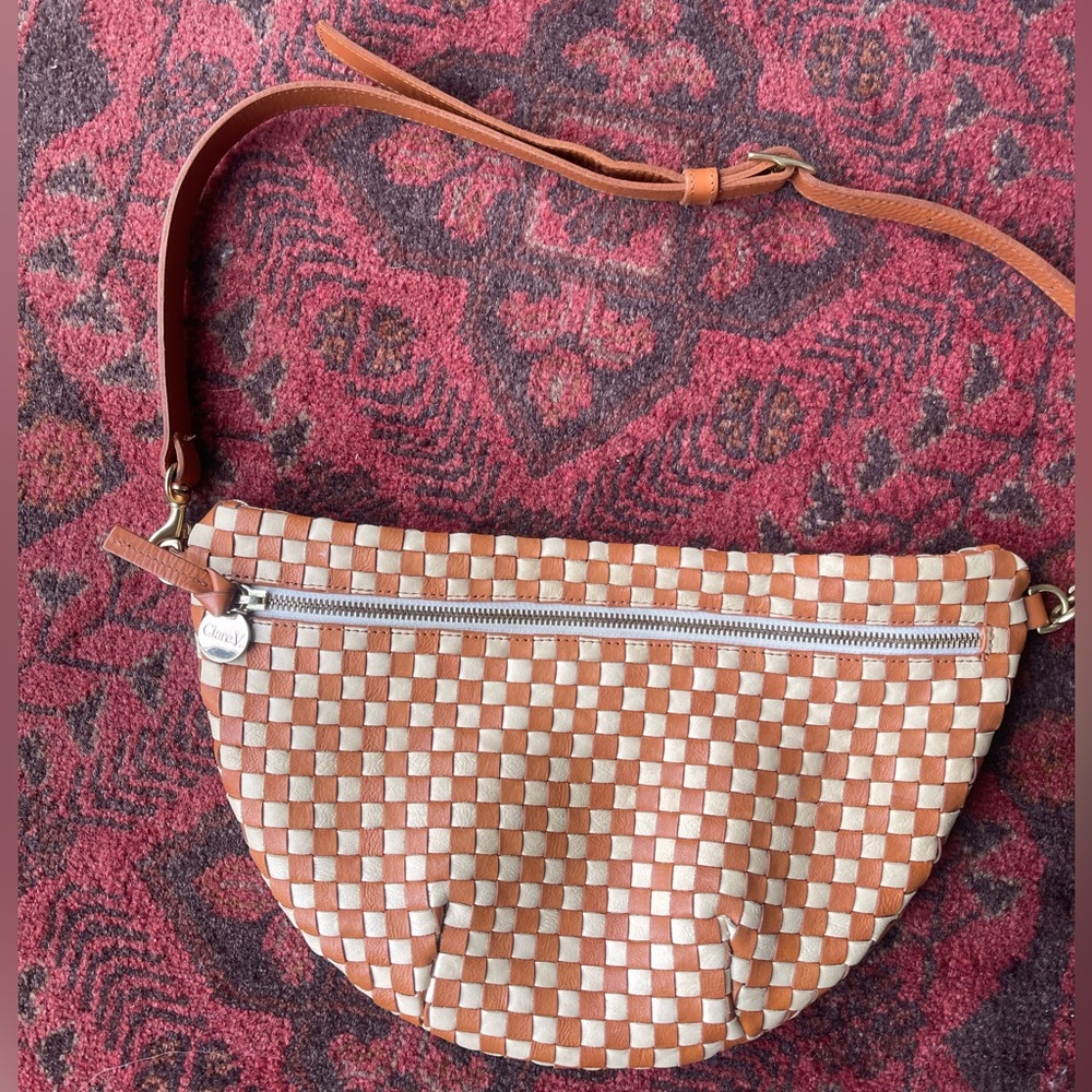 Clare V leather Grande Fanny tan and cream